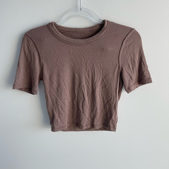 lululemon athletica Tops - Lululemon Brown Short Sleeve Crop Top